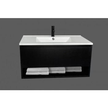 BLACK WALL HUNG CONGO CABINET WITH BASIN 900X460X440MM