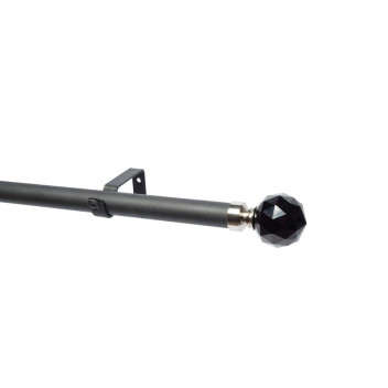BLACK CRYSTAL BLACK POLE CURTAIN POLE SET 3M