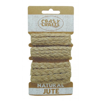 JUTE WOVEN CRAFT NATURAL PLAITED CORD 3/5/10MMX1M