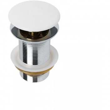 BIJIOU BASIN WASTE CERAMIC POP-UP UNSLOTTED WHITE GLOSS 32MM