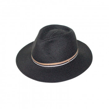 ERIKA BLACK AND TAUPE HAT 61CM