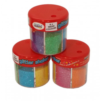 CRAFT GLITTER SHAKER 6XNEON COLOURS 60G