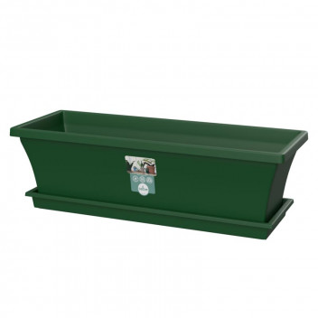 SEBOR DARK GREEN PLASTIC SILL PLANTER AND SAUCER 50CM