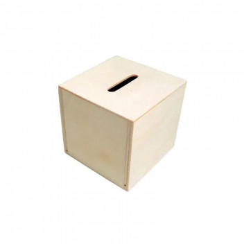 WOOD SQUARE MONEY BOX