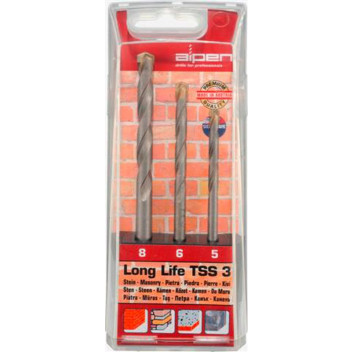 ALPEN MASONRY DRILL BIT LONG LIFE 5-8 3-PIECE SET