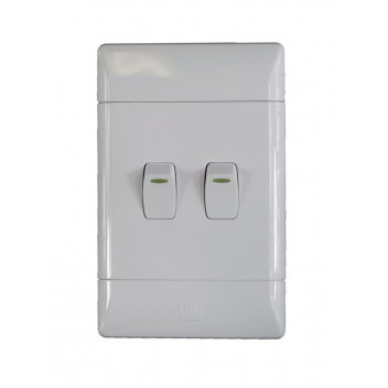 CBI WHITE 2LEVER 1WAY LIGHT SWITCH 50X100MM