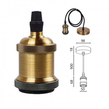O LITE GOLD SINGLE E27 PENDANT HOLDER 900MM
