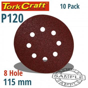 VELCRO SANDING DISC WITH HOLES 115MM 120GRIT 10 PER PACK