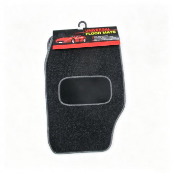 CAR MAT 4PC POLYESTER SQUARE BLACK
