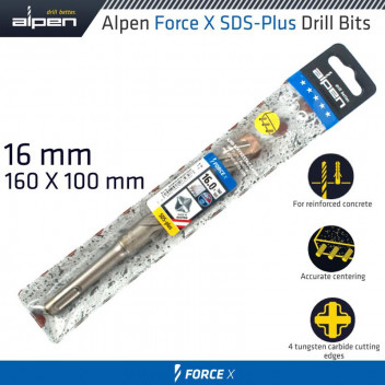 ALPEN FORCE X 16.0 X160/100 SDS-PLUS DRILL BIT X4 CUTTING EDGES