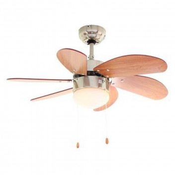 6 BLADE CHERRY PULL CHAIN SATIN CHROME 30INCH TURBO CEILING FAN