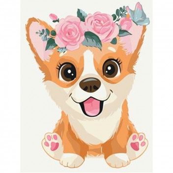 PAINT  BY NUMBERS  KBS7097 CORGIN IN A WREATH