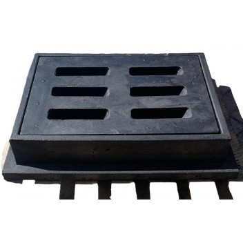 MANHOLE TABLE 8 GULLY GRATE AND FRAME POLYMER HEAVY DUTY 400X570MM 63K