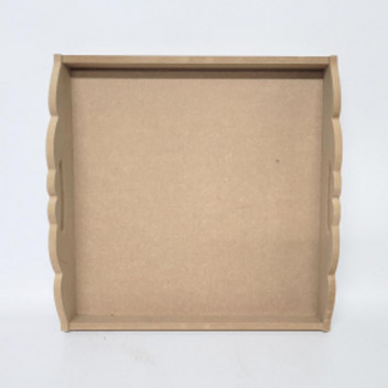 SCALLOPED WOOD TRAY 358X358MM
