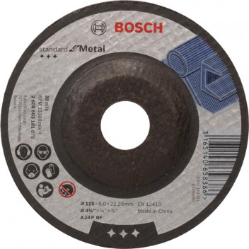 BOSCH A24 STANDARD GRINDING DISC 115 X 22.2 X 6MM