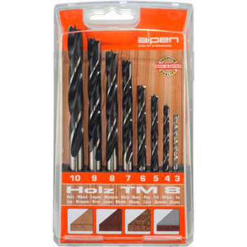 ALPEN WOOD DRILL BIT SET 8 PIECE 3-10MM X 1MM