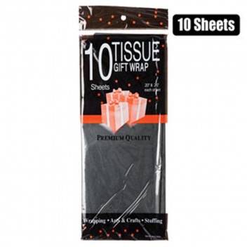 BLACK TISSUE PAPER 10X SHEETS 50X66CM
