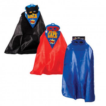 CHILD HERO CAPE AND EYE MASK DRESS UP PARTY COSTUME