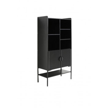 MELAMINE BLACK OPTIMA 2DOOR SHELF CABINET 1660X790X400MM