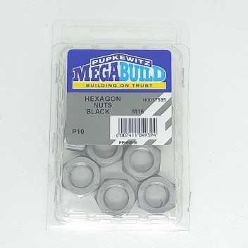 BLACK HEXAGON NUT M16 P10