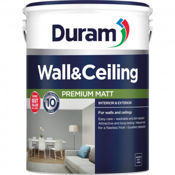 DURAM WHITE WALL AND CEILING PVA PAINT 5L