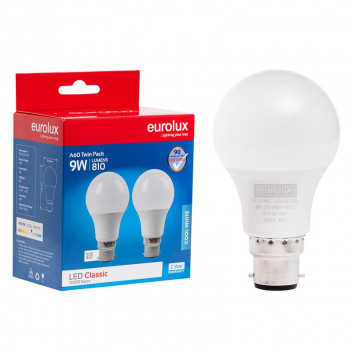 EUROLUX LED BULB A60 B22 DAYLIGHT 9W 2 PACK