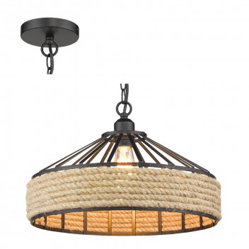 EUROLUX 1XE17 BLACK ROPE PENDANT LIGHT