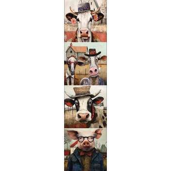 DECOUPAGE FUNKY FARM FRIENDS 4PP 4XBLOCKS