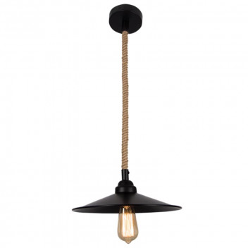 BRIGHTSTAR METAL BLACK SHADE PENDANT LIGHT WITH ROPE