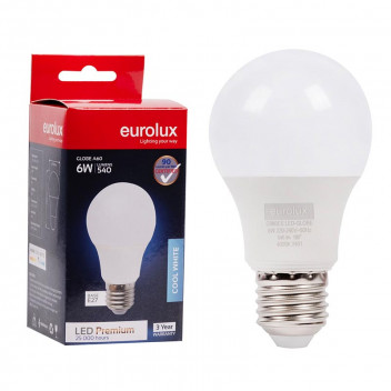EUROLUX BULB A60 E27 COOL WHITE 6W 240V