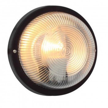 EUROLUC E27 BLACK ROUND PLASTIC BULKHEAD 230V
