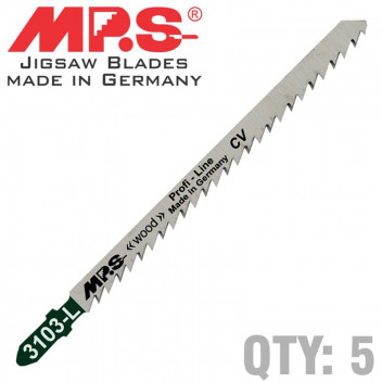 MPS JIGSAW BLADE WOOD LONG T-SHANK 6TPI 130MM 5PK