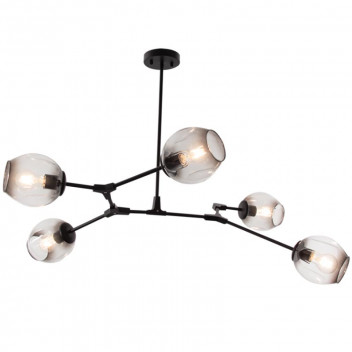 BRIGHTSTAR BLACK METAL CHANDELIER WITH SMOKED GLASS