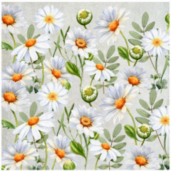 PAPER PRINT DAISIES ON GREY DECO 300MM