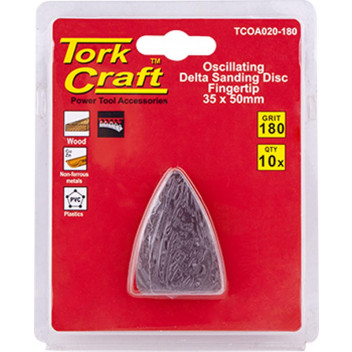 TORK CRAFT OSCILLATING SANDPAPER 35X50MM 10 PIECE 180GRIT