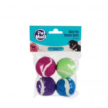 PETMALL MINI DOG TENNIS BALLS TOY 4 PACK