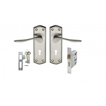 BOLTFIX RIMINI KEY LOCKSET SATIN NICKEL/BLACK 6INCH SAMSON.