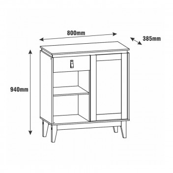 RUBI BUFFET CABINET CEDAR WHITE 1XDOOR 1XDRAWER