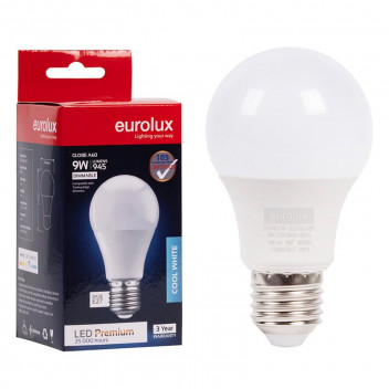 EUROLUX BULB A60 E27 COOL WHITE DIMMABLE 9W 240V