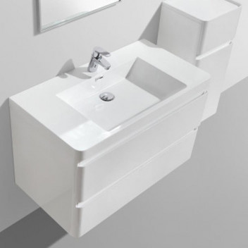 CLEAR CUBE MILAN WHITE DOUBLE DRAWER CABINET 900MM