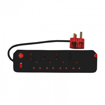 ELECTRICMATE BLACK 8WAY HIGH SURGE PROTECT MULTIPLUG