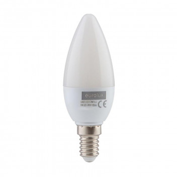 EUROLUX COOL WHITE OPAL CANDLE LED BULB E14 7W 240V