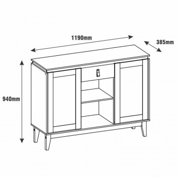 DIAMANTE BUFFET CABINET CEDAR PEARL GREY HIGH GLOSS 1XDOOR 1XDRAWER
