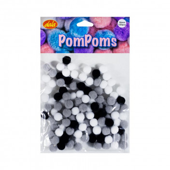 DALA 120PIECE ASSORTED GREY CRAFT POMPOMS 10MM