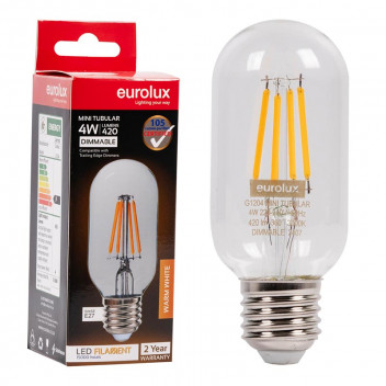 EUROLUX LED FILAMENT MINI TUBULAR BULB E27 4W DIMM 3000K