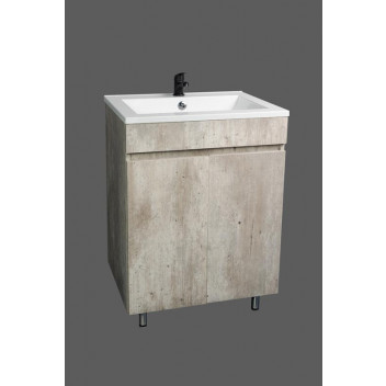 GREY FREESTANDING ZAMBEZI CABINET WITH BASIN 600X460X800MM