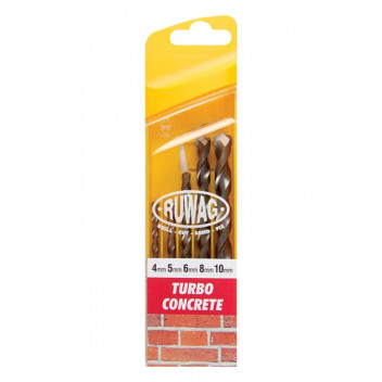 RUWAG 5PIECE TURBO CONCRETE DRILL BIT SET 4-10M