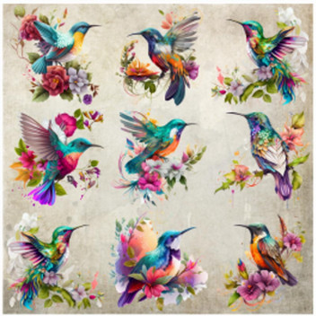 PAPER PRINT HUMMING BIRD DECO 300MM