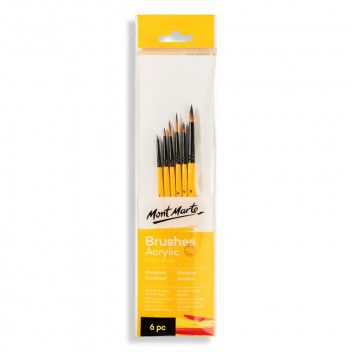 MONT MARTE GALLERY BRUSHES ACRYLIC 6 PIECE