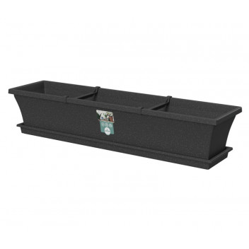 SEBOR CHARCOAL PLASTIC SILL PLANTER AND SAUCER 75CM